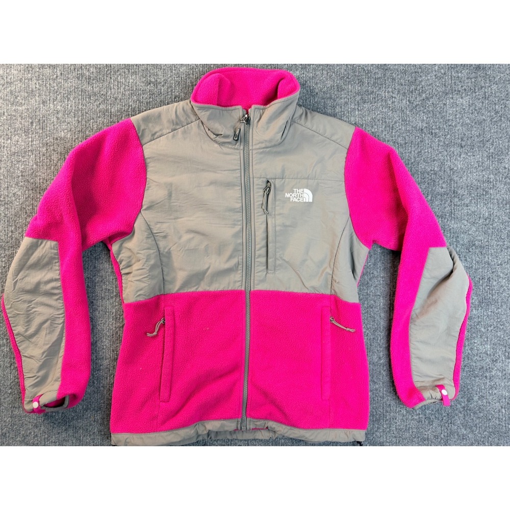 The North Face Denali Jacket‎ Womens Medium Pink Grey Polartec Fleece Full Zip M